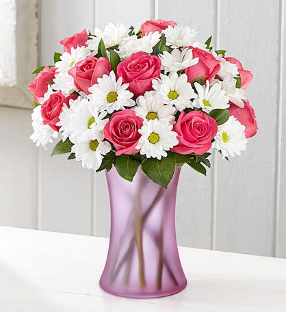 Fair Trade Certified Pink Roses & White Daisies